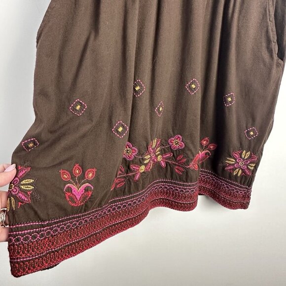 Johnny Was JW Los Angeles Cotton Jersey Knit Mini Dress M Embroidered 3/4 Sleeve - Picture 5 of 13